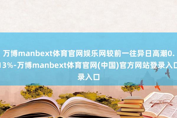 万博manbext体育官网娱乐网较前一往异日高潮0.13%-万博manbext体育官网(中国)官方网站登录入口